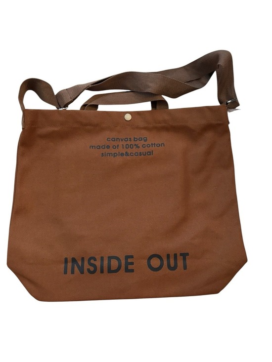 Handbags - Brown Canvas Crossbody Tote Bag Adjustable Strap 100% Cotton Casual Shoulder Bag